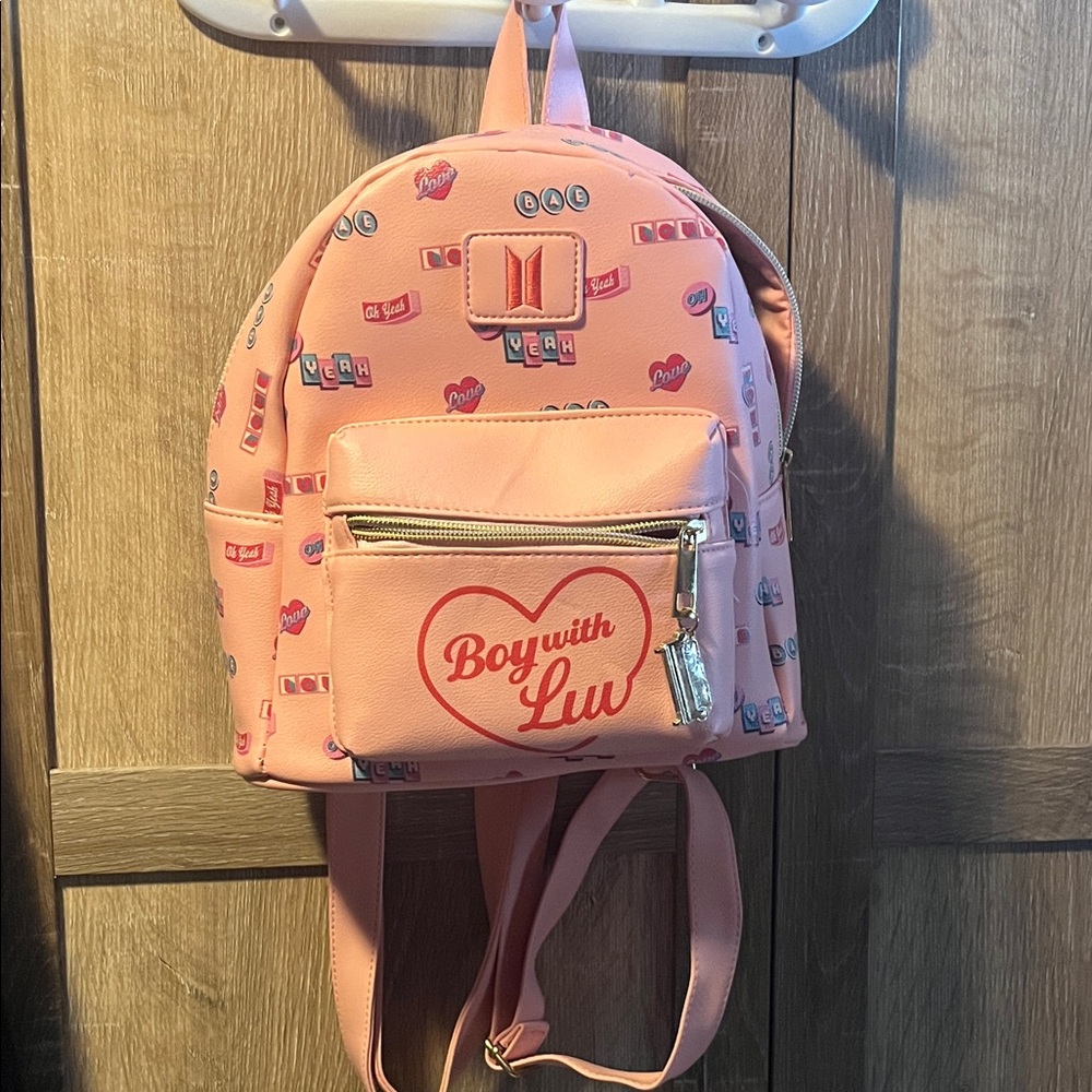 Pink Kids Backpack with Heart Design